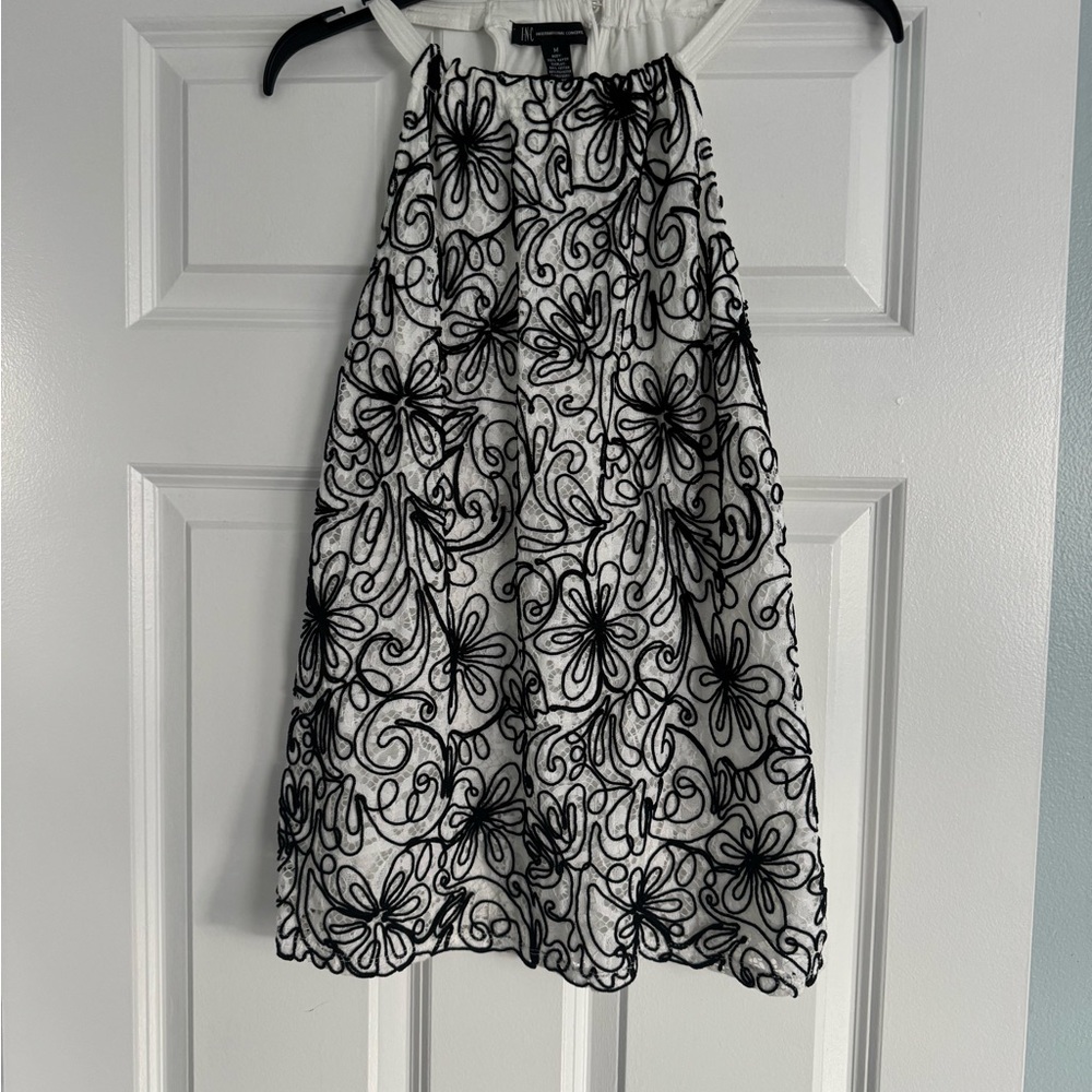 Black and White Floral Halter Top